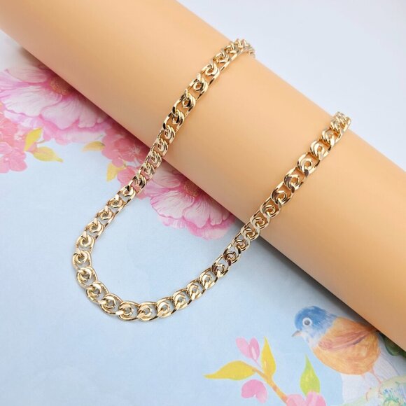 Rose Gold Round Chain Necklace Gold Plated on High Quality Brass, XPNL0073 - Picture 1 of 12